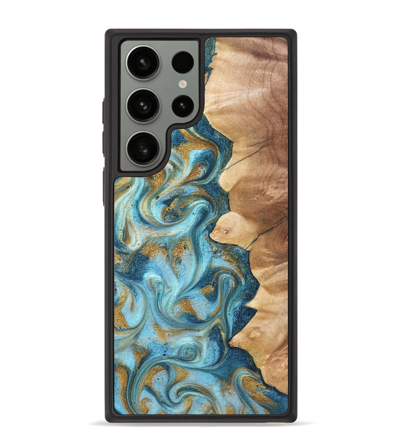 Galaxy S23 Ultra Wood Phone Case - Dayton (Teal & Gold, 825003)