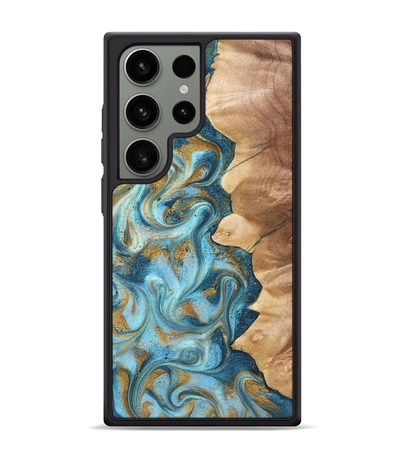 Galaxy S24 Ultra Wood Phone Case - Dayton (Teal & Gold, 825003)