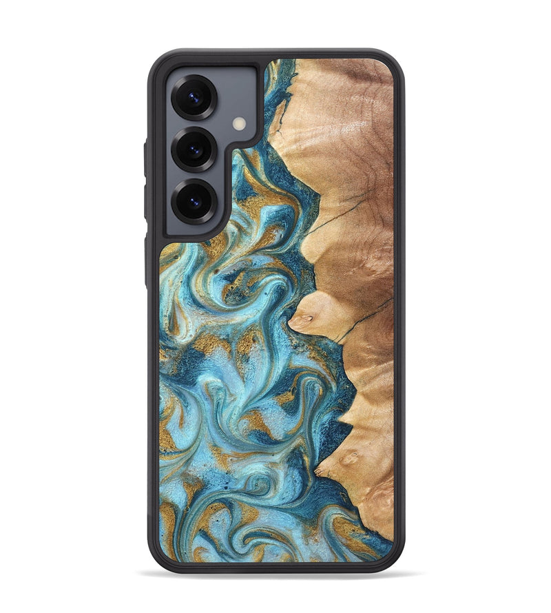 Galaxy S25 Plus Wood Phone Case - Dayton (Teal & Gold, 825003)