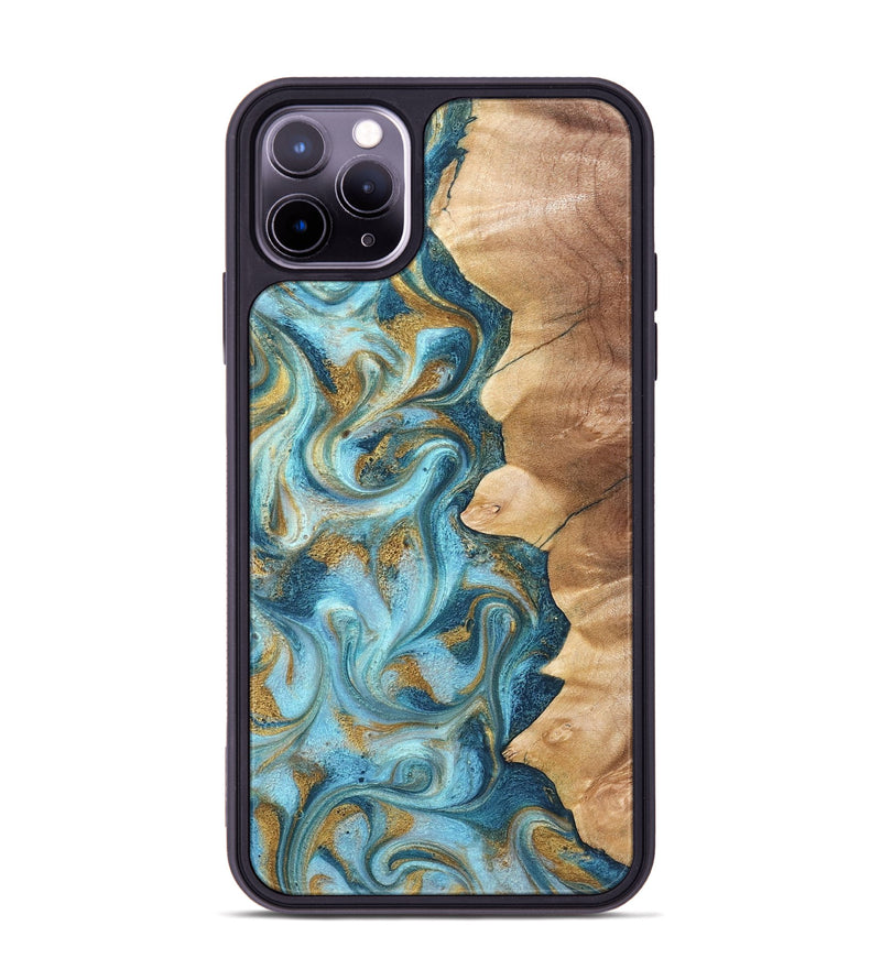 iPhone 11 Pro Max Wood Phone Case - Dayton (Teal & Gold, 825003)
