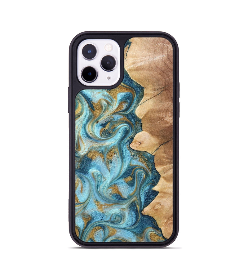 iPhone 11 Pro Wood Phone Case - Dayton (Teal & Gold, 825003)