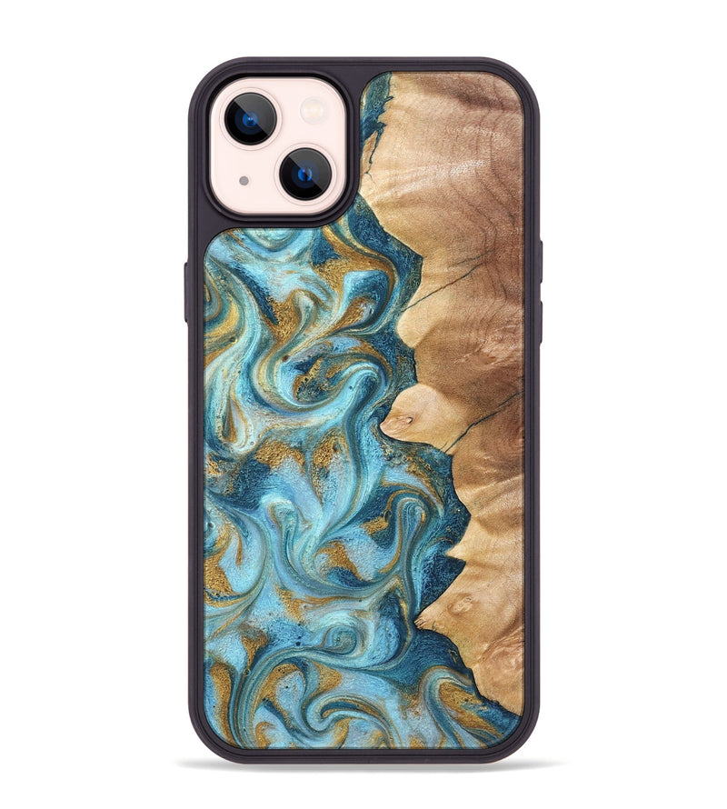 iPhone 14 Plus Wood Phone Case - Dayton (Teal & Gold, 825003)