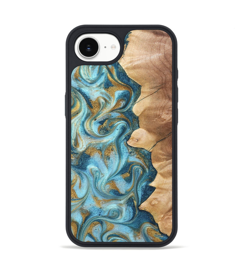 iPhone 17e Wood Phone Case - Dayton (Teal & Gold, 825003)