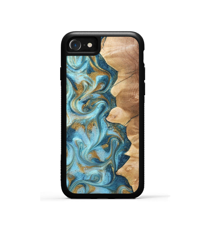 iPhone SE Wood Phone Case - Dayton (Teal & Gold, 825003)