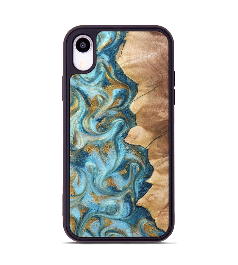 iPhone Xr Wood Phone Case - Dayton (Teal & Gold, 825003)