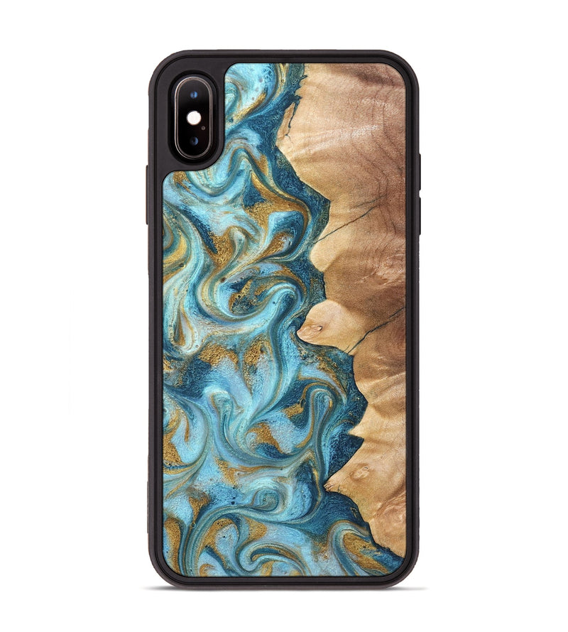 iPhone Xs Max Wood Phone Case - Dayton (Teal & Gold, 825003)