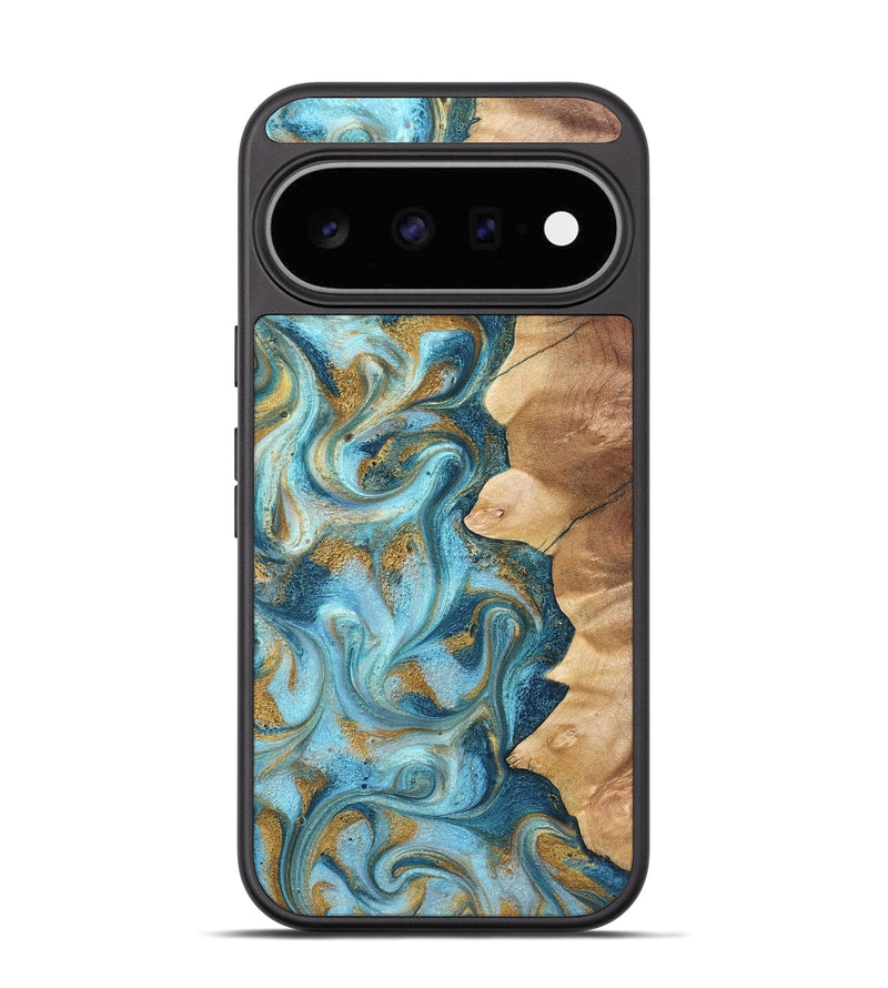 Pixel 11 Wood Phone Case - Dayton (Teal & Gold, 825003)