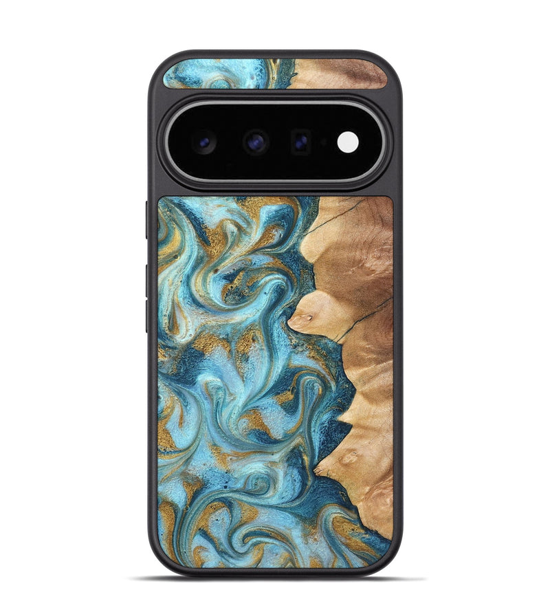 Pixel 11 Pro Wood Phone Case - Dayton (Teal & Gold, 825003)