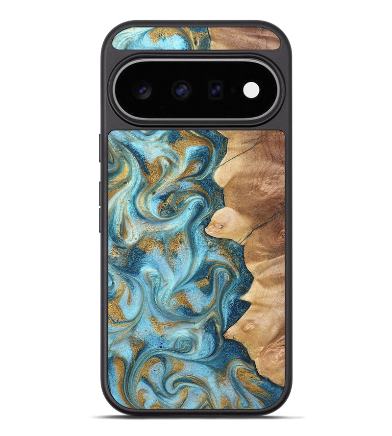Pixel 11 Pro XL Wood Phone Case - Dayton (Teal & Gold, 825003)