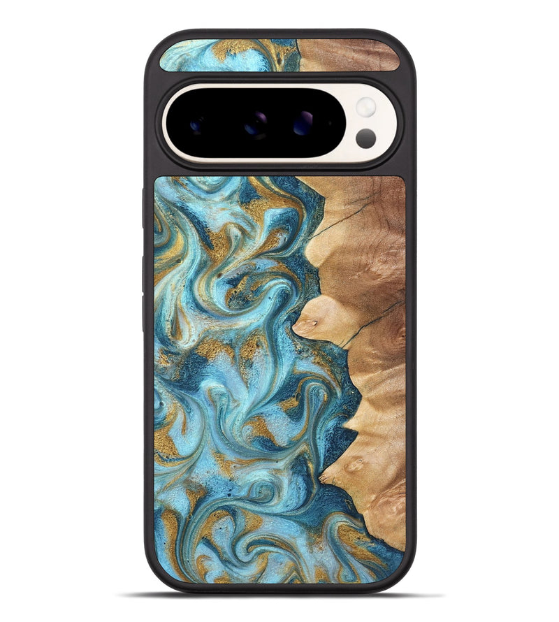 Pixel 9 Pro XL Wood Phone Case - Dayton (Teal & Gold, 825003)