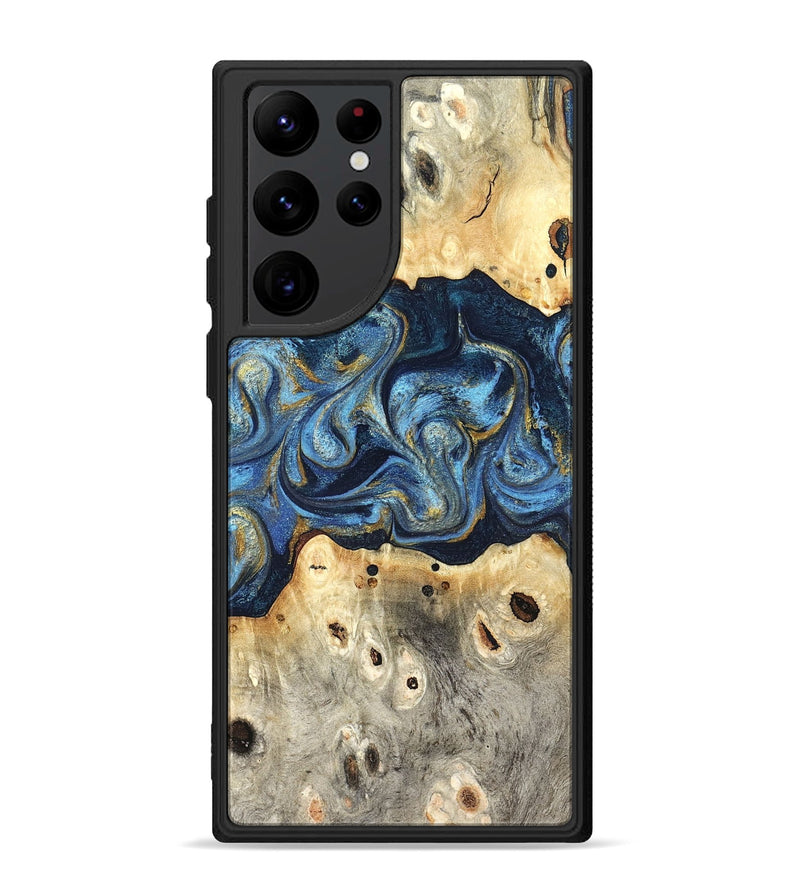 Galaxy S22 Ultra Wood Phone Case - Hosea (Teal & Gold, 825004)