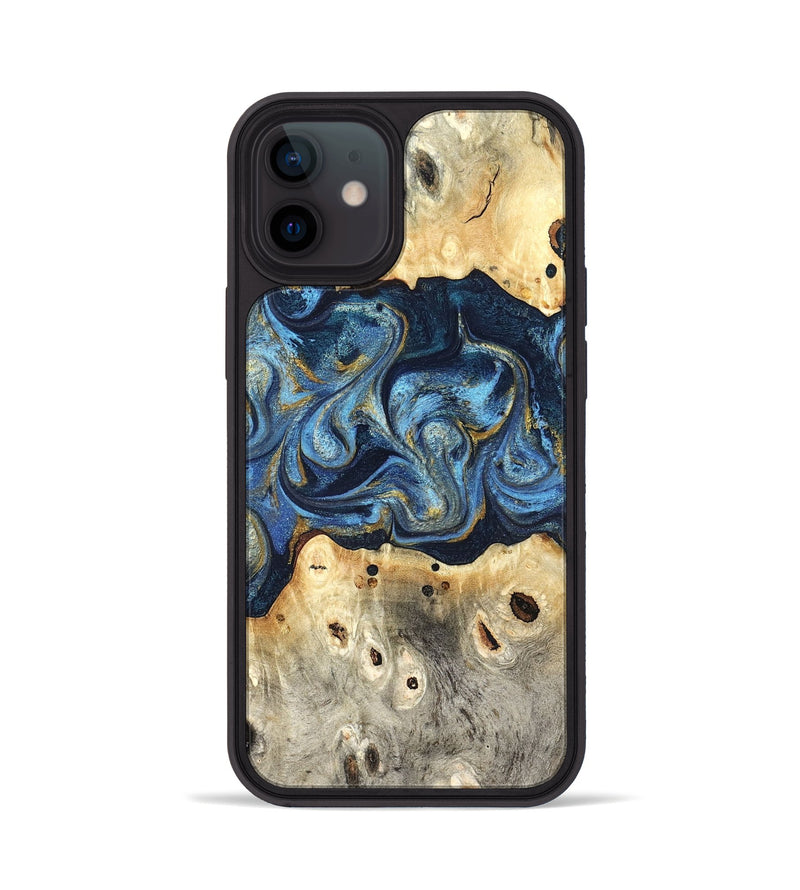 iPhone 12 Wood Phone Case - Hosea (Teal & Gold, 825004)