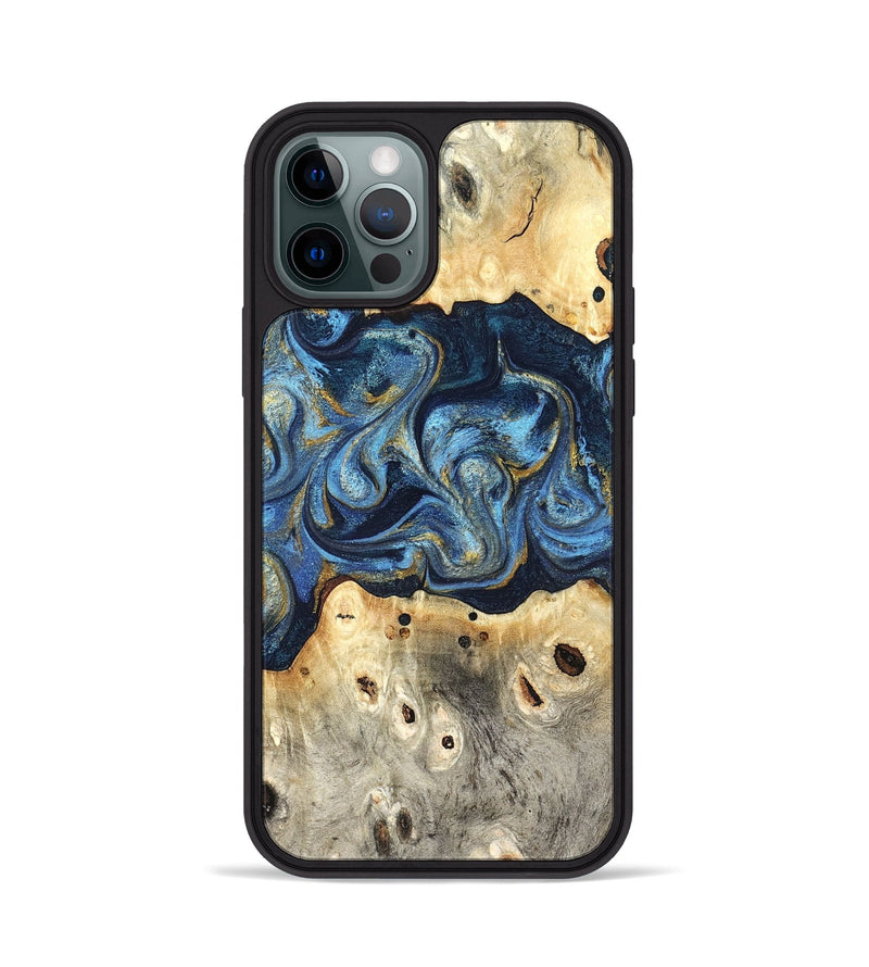 iPhone 12 Pro Wood Phone Case - Hosea (Teal & Gold, 825004)
