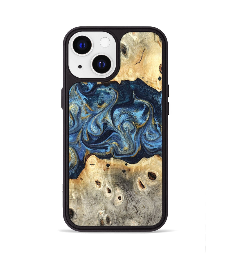 iPhone 13 Wood Phone Case - Hosea (Teal & Gold, 825004)