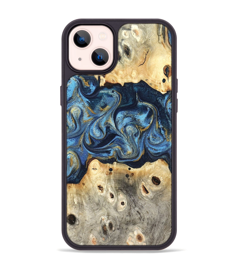 iPhone 14 Plus Wood Phone Case - Hosea (Teal & Gold, 825004)