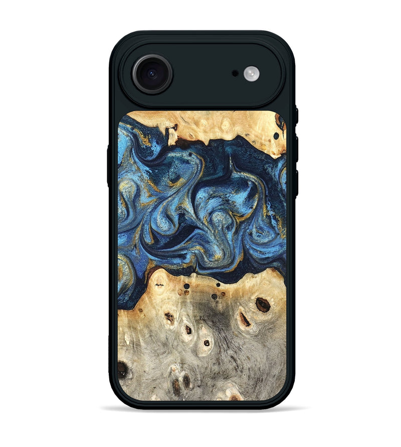 iPhone 17 Air Wood Phone Case - Hosea (Teal & Gold, 825004)