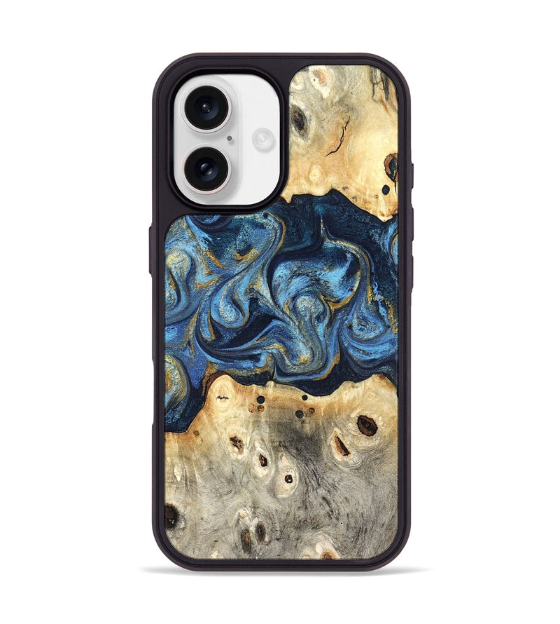 iPhone 17 Wood Phone Case - Hosea (Teal & Gold, 825004)