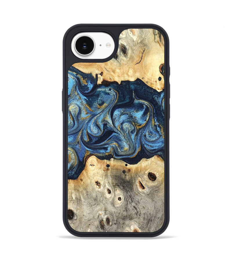 iPhone 17e Wood Phone Case - Hosea (Teal & Gold, 825004)