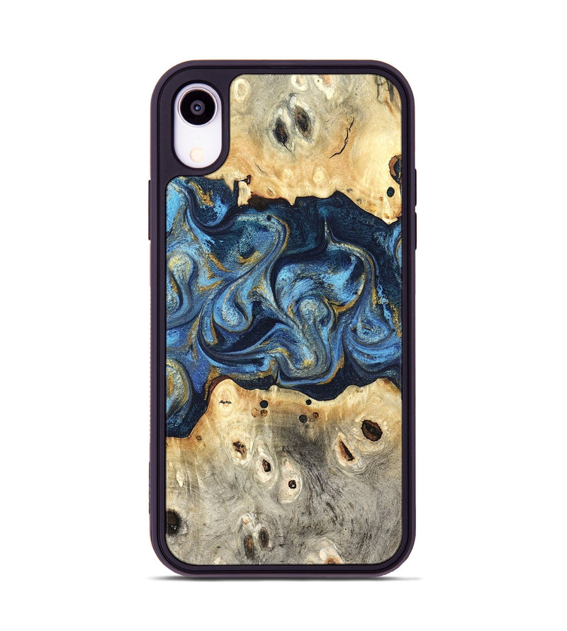 iPhone Xr Wood Phone Case - Hosea (Teal & Gold, 825004)
