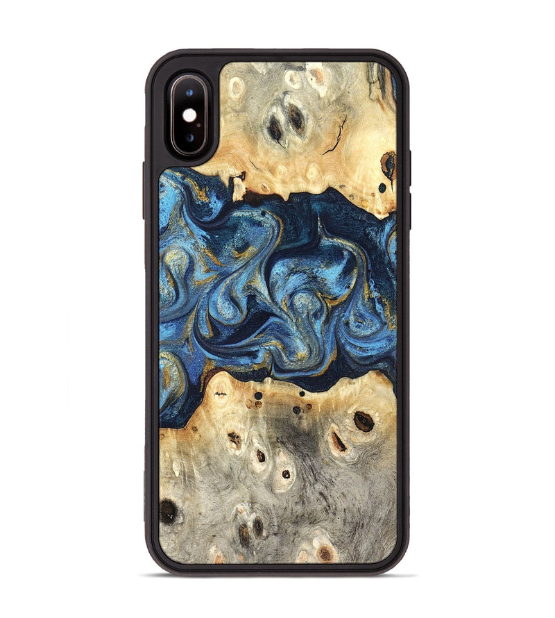 iPhone Xs Max Wood Phone Case - Hosea (Teal & Gold, 825004)