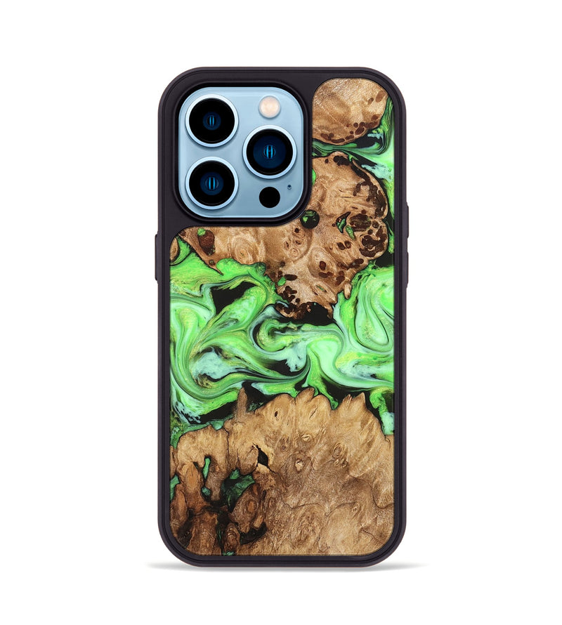 iPhone 14 Pro Wood Phone Case - Shyann (Green, 825006)