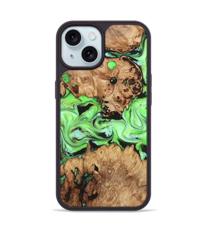 iPhone 15 Wood Phone Case - Shyann (Green, 825006)