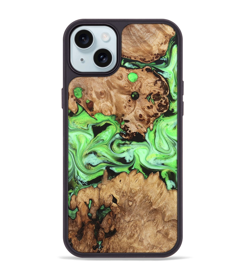 iPhone 15 Plus Wood Phone Case - Shyann (Green, 825006)