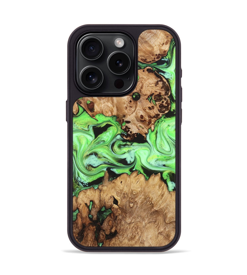 iPhone 15 Pro Wood Phone Case - Shyann (Green, 825006)