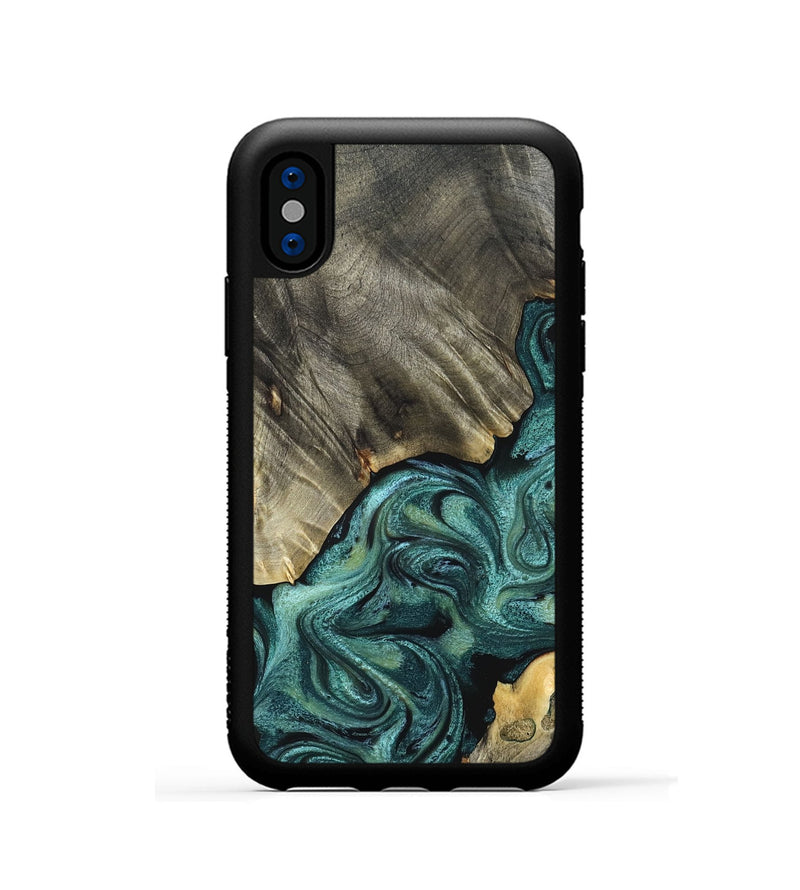 iPhone Xs Wood Phone Case - Freya (Green, 825007)