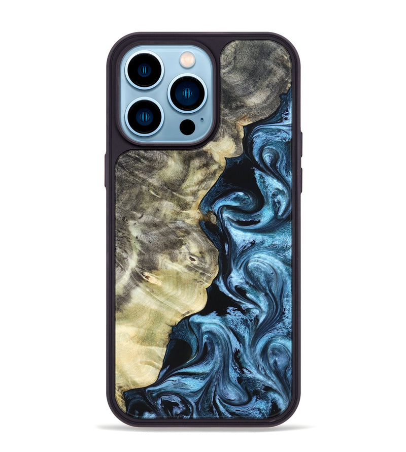 iPhone 14 Pro Max Wood Phone Case - Chelsey (Blue, 825008)
