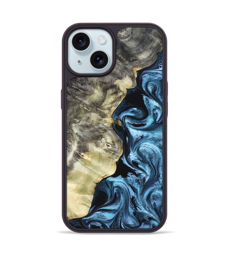 iPhone 15 Wood Phone Case - Chelsey (Blue, 825008)