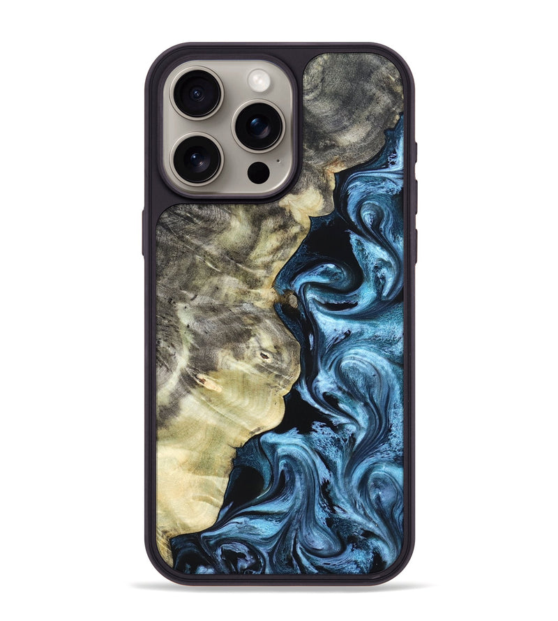 iPhone 15 Pro Max Wood Phone Case - Chelsey (Blue, 825008)
