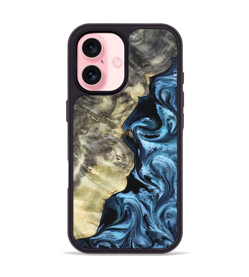 iPhone 16 Wood Phone Case - Chelsey (Blue, 825008)