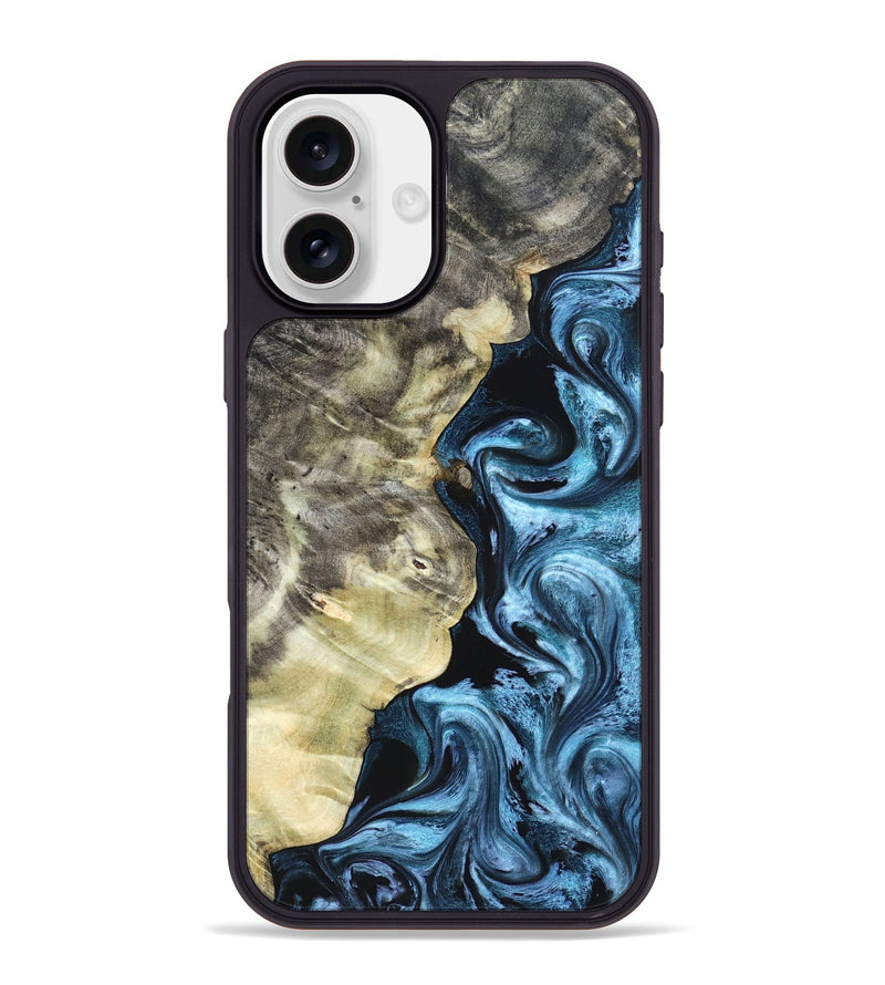 iPhone 16 Plus Wood Phone Case - Chelsey (Blue, 825008)