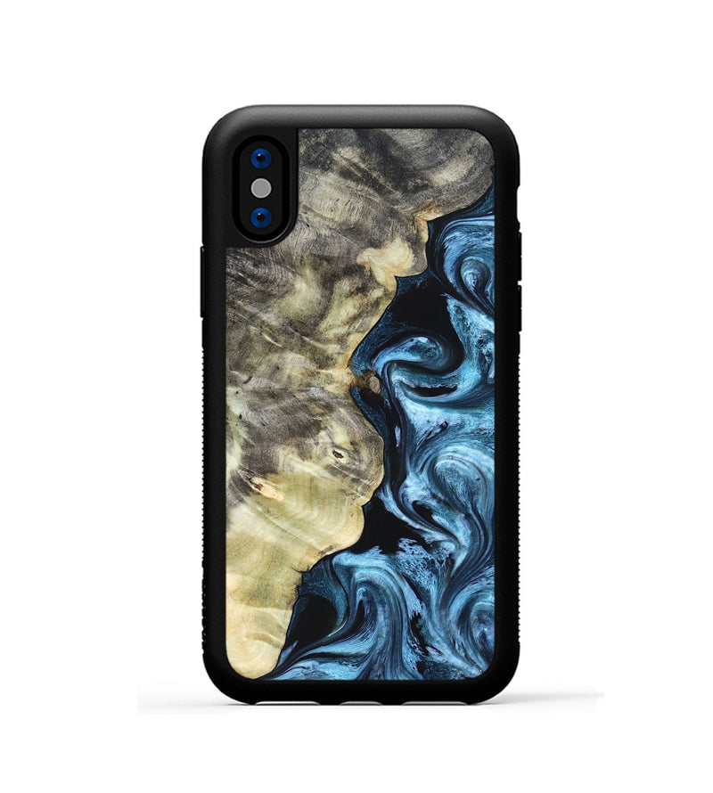 iPhone Xs Wood Phone Case - Chelsey (Blue, 825008)
