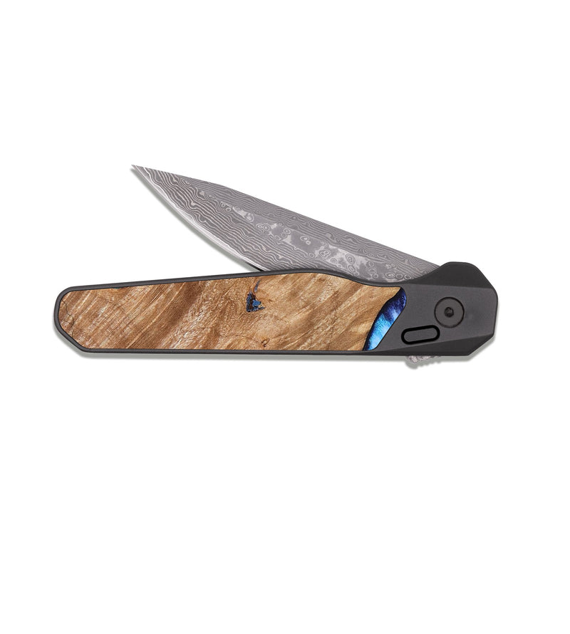 EDC Dark Damascus Wood Pocket Knife - Fiona (Blue, 825009)