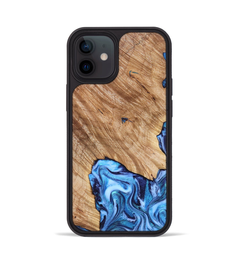 iPhone 12 Wood Phone Case - Fiona (Blue, 825009)