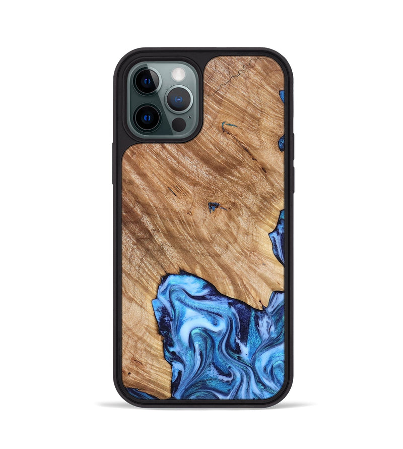 iPhone 12 Pro Wood Phone Case - Fiona (Blue, 825009)