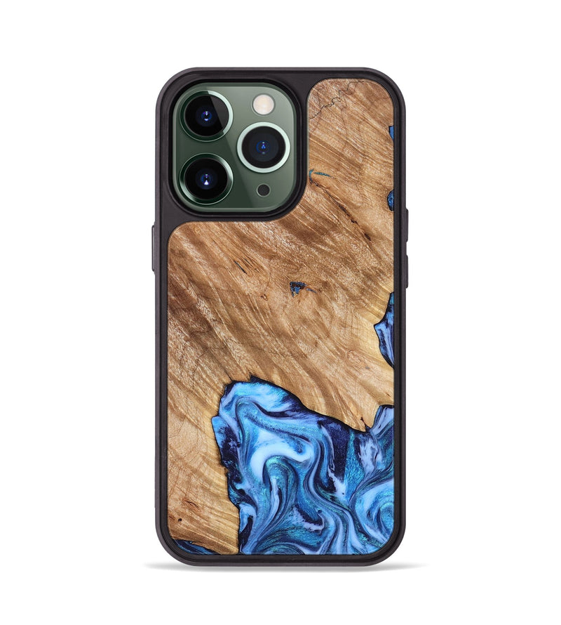 iPhone 13 Pro Wood Phone Case - Fiona (Blue, 825009)