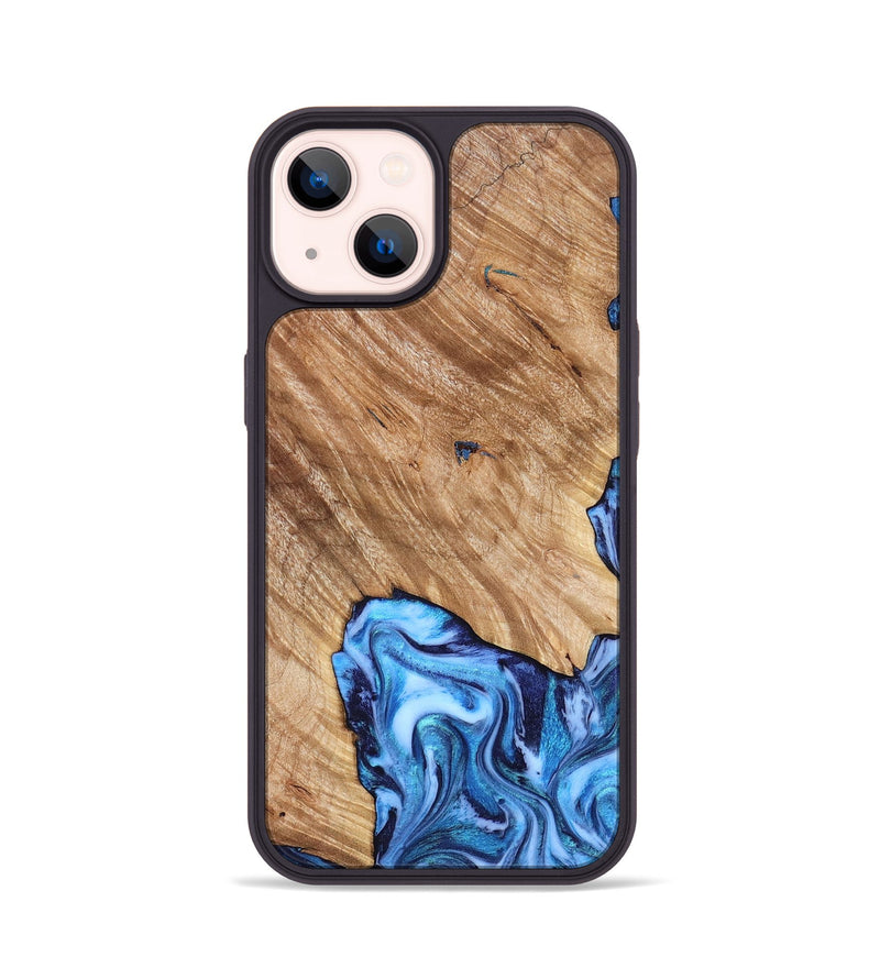 iPhone 14 Wood Phone Case - Fiona (Blue, 825009)
