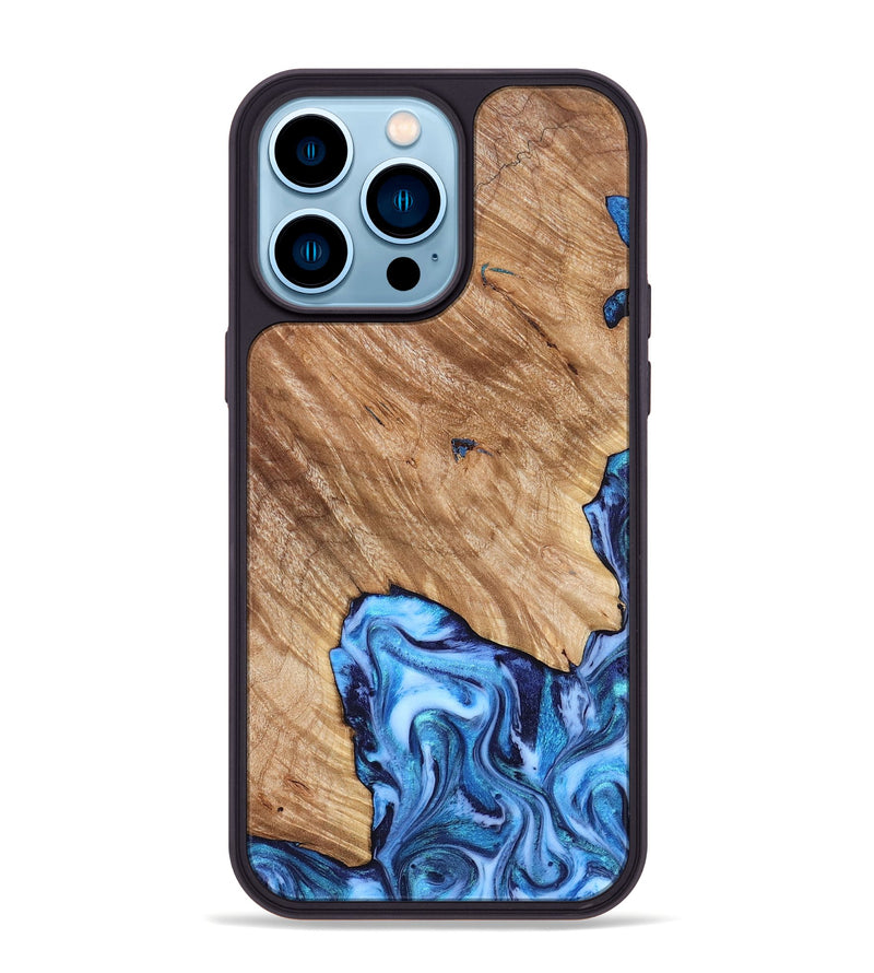 iPhone 14 Pro Max Wood Phone Case - Fiona (Blue, 825009)