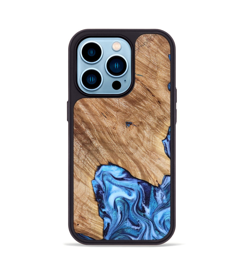 iPhone 14 Pro Wood Phone Case - Fiona (Blue, 825009)