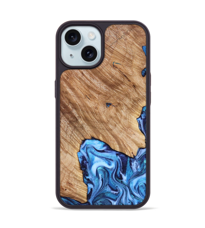 iPhone 15 Wood Phone Case - Fiona (Blue, 825009)