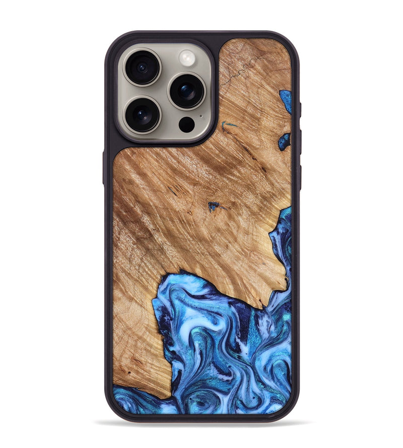 iPhone 15 Pro Max Wood Phone Case - Fiona (Blue, 825009)