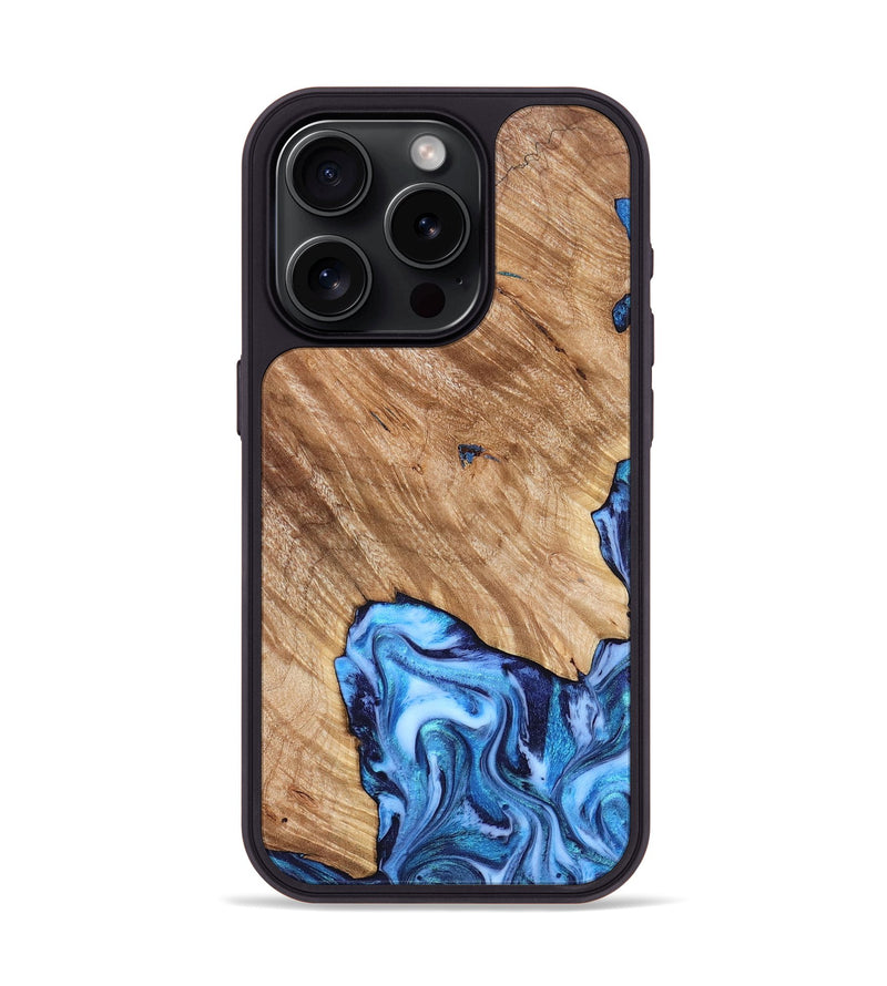 iPhone 15 Pro Wood Phone Case - Fiona (Blue, 825009)