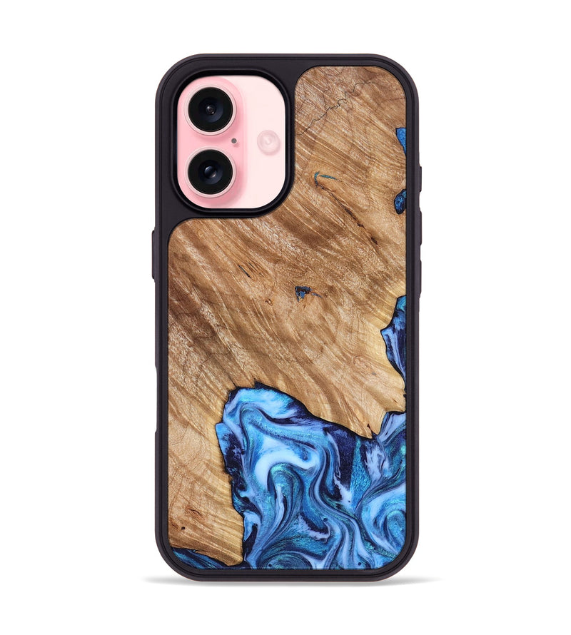 iPhone 16 Wood Phone Case - Fiona (Blue, 825009)
