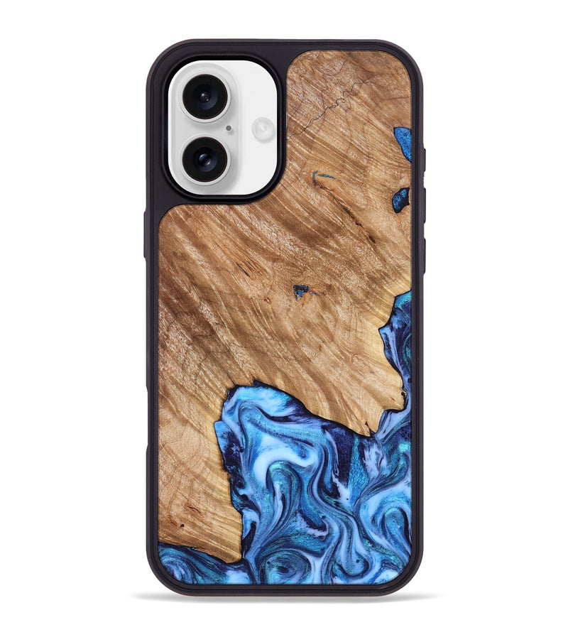 iPhone 16 Plus Wood Phone Case - Fiona (Blue, 825009)