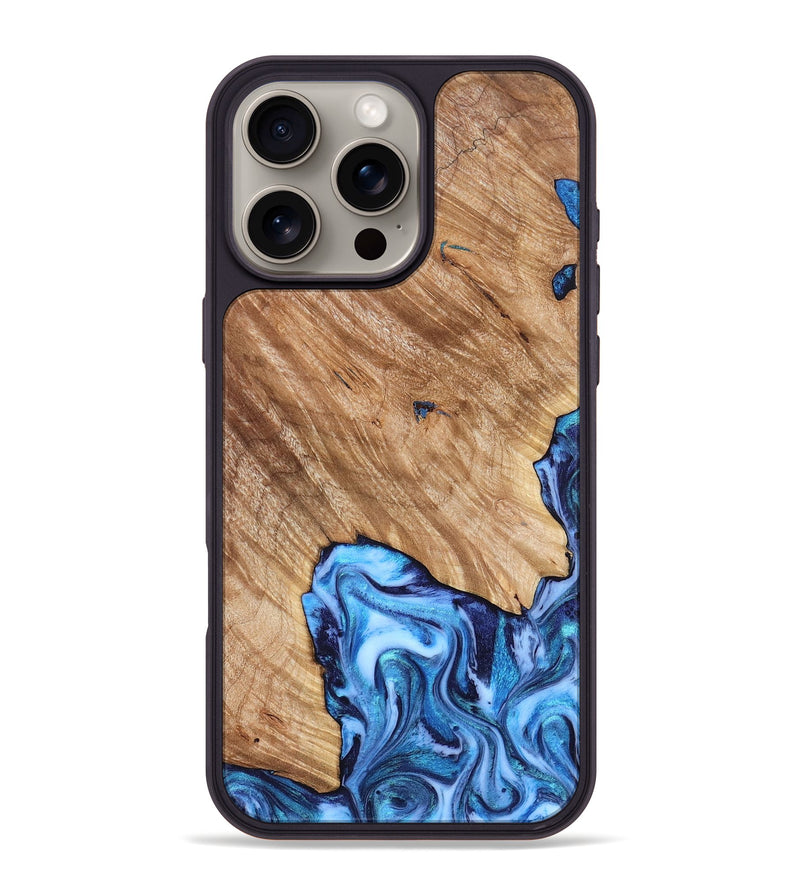 iPhone 16 Pro Max Wood Phone Case - Fiona (Blue, 825009)