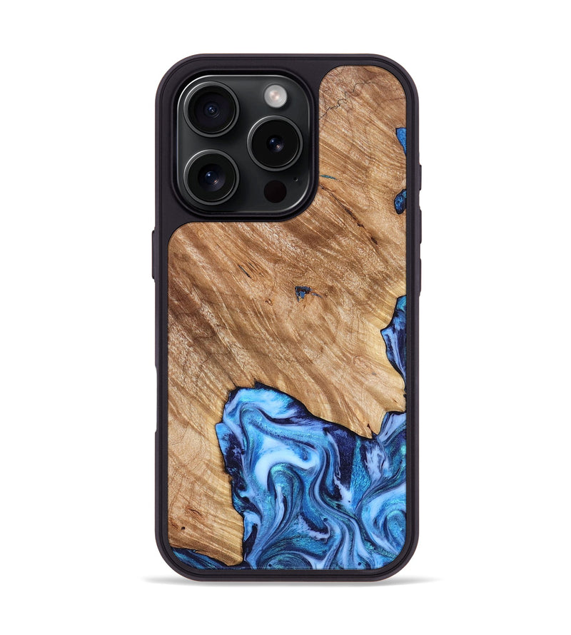 iPhone 16 Pro Wood Phone Case - Fiona (Blue, 825009)