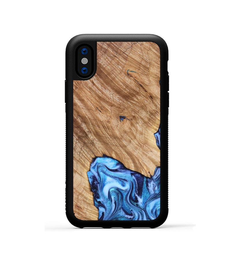 iPhone Xs Wood Phone Case - Fiona (Blue, 825009)